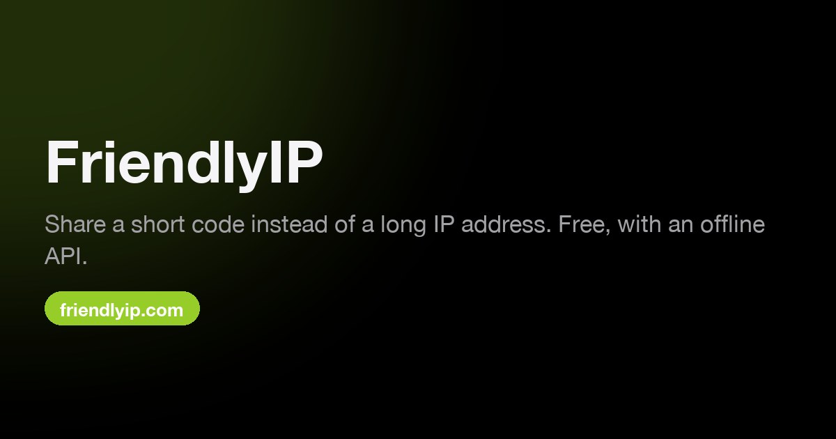 FriendlyIP: share a short code instead of a long IP address